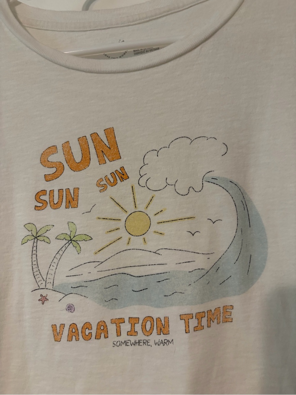 aerie White Graphic 'Vacation Time' Baby Tee